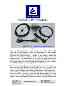 Array Solutions OCF – Series Dipoles  Fig 1 Thank you and congratulations on your purchase of the Array Solutions, OffCenter Fed HF Dipole Antenna System. This antenna was built with the same quality workmanship and at