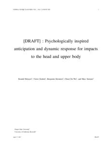 JOURNAL OF LATEX CLASS FILES, VOL. 1, NO. 8, AUGUSTDRAFT] : Psychologically inspired anticipation and dynamic response for impacts