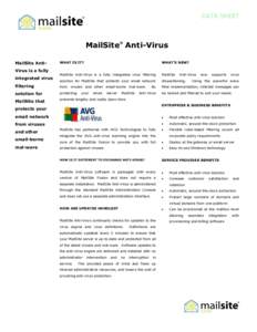 DATA SHEET  MailSite Anti-Virus ®  MailSite Anti-