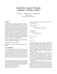 Control-Flow Analysis of Dynamic Languages via Pointer Analysis Steven Lyde William E. Byrd