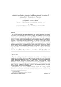 Adjoint-Accelerated Statistical and Deterministic Inversion of Atmospheric Contaminant Transport Devina Sanjaya, Krzysztof Fidkowski∗ Department of Aerospace Engineering, University of Michigan, Ann Arbor, MI[removed]Ia