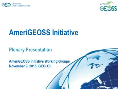 AmeriGEOSS Initiative Plenary Presentation AmeriGEOSS Initiative Working Groups November 9, 2015, GEO-XII  © GEO Secretariat