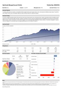 High Growth Managed Account Portfolio Risk Proﬁle: High Portfolio Date: Inception: 1 July 2012