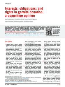 Interests, obligations, and rights in&nbsp;gamete donation: a&nbsp;committee opinion
