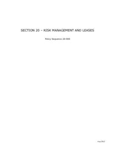 SECTION 20 – RISK MANAGEMENT AND LEASES Policy SequenceAug 2012  LEASES