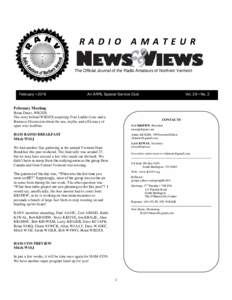 RADIO AMATEUR The Official Journal of the Radio Amateurs of Northern Vermont February • 2016  Vol. 26 • No. 2