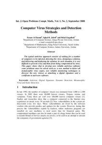 Int. J. Open Problems Compt. Math., Vol. 1, No. 2, September[removed]Computer Virus Strategies and Detection