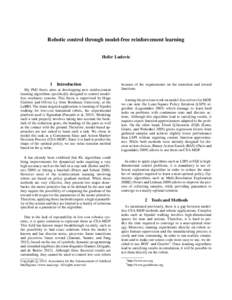 Robotic control through model-free reinforcement learning Hofer Ludovic 1  Introduction