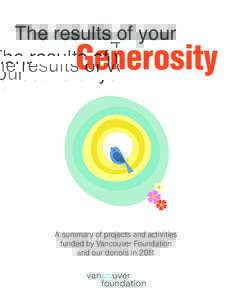 The results of your  Generosity A summary of projects and activities funded by Vancouver Foundation
