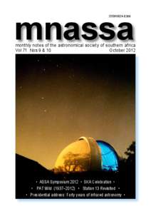 mnassa ISSN[removed]monthly notes of the astronomical society of southern africa Vol 71 Nos 9 & 10 October 2012