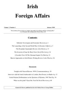 Irish Foreign Affairs Volume 3, Number 1 January 2010