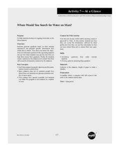 ITWOM-JV[removed]:20 AM Page 49  Activity 7—At a Glance Is There Water on Mars? An Educator’s Guide With Activities for Physical and Earth and Space Science  Where Would You Search for Water on Mars?