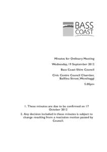 Minutes of Ordinary Meeting - 19 September 2012
