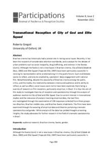 .  Volume 8, Issue 2 NovemberTransnational Reception of City of God and Elite