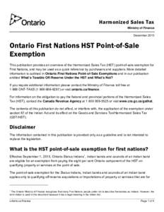Ontario First Nations HST Point-of-Sale Exemption