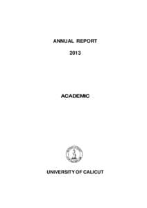 ANNUAL REPORT 2013 ACADEMIC  UNIVERSITY OF CALICUT