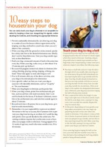 ✃ I N F O R M AT I O N F RO M YO U R V E T E R I N A R I A N 10 easy steps to housetrain your dog