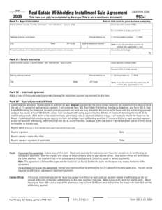 2005 Real Estate Withholding Installment Sale Agreement