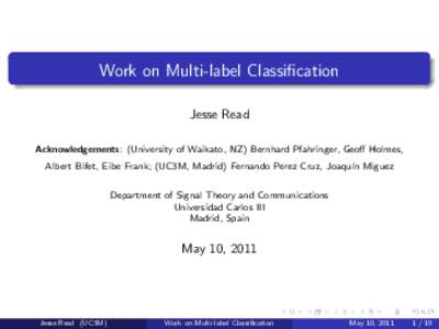 Work on Multi-label Classification