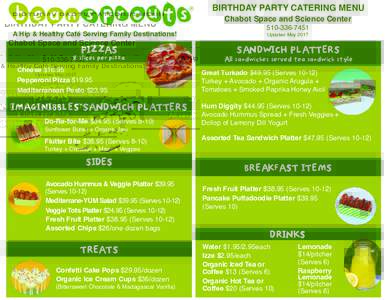 Chabot Birthday party catering menu