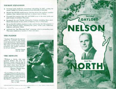 Governor Gaylord Nelson and the North [Wisconsin]