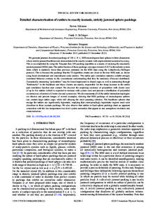 PHYSICAL REVIEW E 88, [removed]Detailed characterization of rattlers in exactly isostatic, strictly jammed sphere packings Steven Atkinson Department of Mechanical and Aerospace Engineering, Princeton University, P
