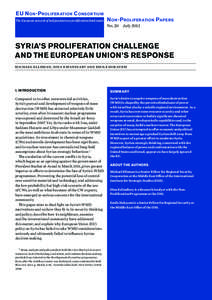 EU N on -P roliferation C onsortium The European network of independent non-proliferation think tanks N on -P roliferation Papers  No. 20 July 2012