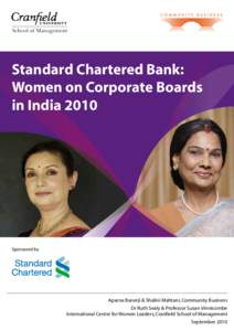 Standard Chartered Bank: Women on Corporate Boards in India 2010 Sponsored by