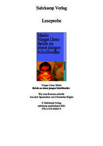 Suhrkamp Verlag  Leseprobe Vargas Llosa, Mario Briefe an einen jungen Schriftsteller
