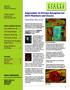 August 2013 Volume 5 No. 7 www.dupontcirclevillage.org “It takes a long time to grow young.”