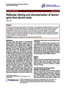 Molecular cloning and characterization of Izumo1 gene from bovine testis