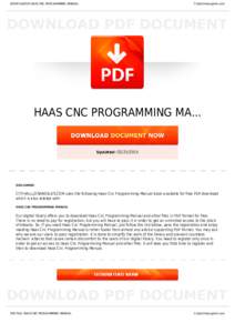 BOOKS ABOUT HAAS CNC PROGRAMMING MANUAL  Cityhalllosangeles.com HAAS CNC PROGRAMMING MA...