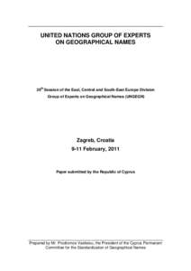 ______________________________________________________  UNITED NATIONS GROUP OF EXPERTS ON GEOGRAPHICAL NAMES  20th Session of the East, Central and South-East Europe Division