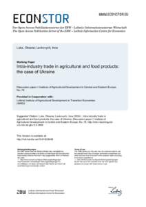 INTRA-INDUSTRY TRADE IN AGRICULTURAL AND FOOD PRODUCTS: THE CASE OF UKRAINE