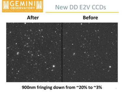 New DD E2V CCDs After Before  900nm fringing down from ~20% to ~3%