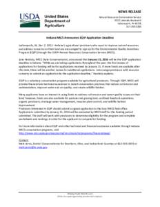 NEWS RELEASE Natural Resources Conservation Service 6013 Lakeside Boulevard Indianapolis, IN3200