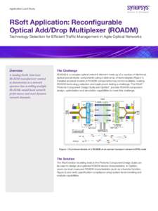 Application Case Study  RSoft Application: Reconfigurable Optical Add/Drop Multiplexer (ROADM) Technology Selection for Efficient Traffic Management in Agile Optical Networks