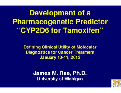 Development of a Pharmacogenetic Predictor “CYP2D6 for Tamoxifen”