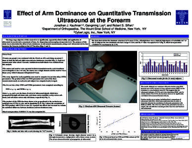 Effect of Arm Dominance on Quantitative Transmission Ultrasound at the Forearm Jonathan J. Kaufman1,2, Gangming Luo2, and Robert S. Siffert1 of Orthopaedics, The Mount Sinai School of Medicine, New York, NY 2CyberLogic, 