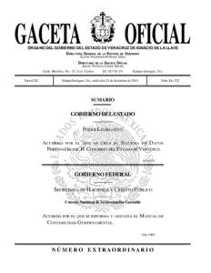 GACETA  OFICIAL ÓRGANO DEL GOBIERNO DEL ESTADO DE VERACRUZ DE IGNACIO DE LA LLAVE DIRECTORA GENERAL DE LA EDITORA DE GOBIERNO