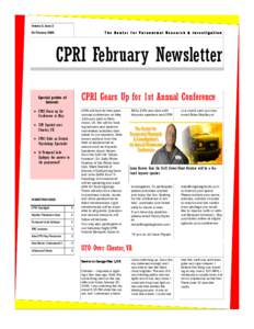 Volume 3, Issue 2 01 February 2006 The Center for Paranormal Research & Investigation  CPRI February Newsletter