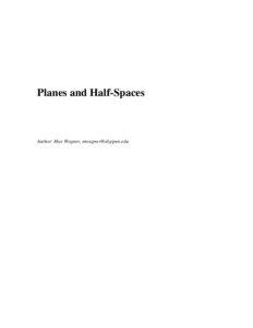 Planes and Half-Spaces  Author: Max Wagner, [removed]