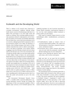 EcoHealth 1, 325–326, 2004 DOI: s10393 Ó 2004 EcoHealth Journal Consortium  Editorial