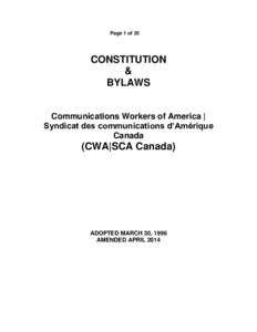 Page 1 of 25  CONSTITUTION & BYLAWS Communications Workers of America |