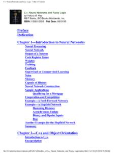 C++ Neural Networks and Fuzzy Logic - Table of Contents