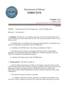 DoD Directive[removed], January 5, 2011; Incorporating Change 1, September 30, 2014