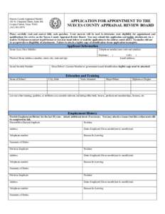 Nueces County Appraisal District 201 N. Chaparral Street, Suite 206 Corpus Christi, Texas9978  APPLICATION FOR APPOINTMENT TO THE