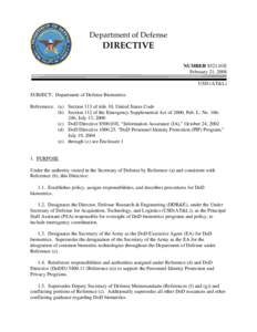 DoD Directive 8521.01E, February 21, [removed]POSTED[removed]