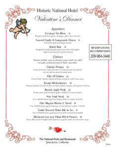 Historic National Hotel  Valentine’s Dinner Escargot Vin Blanc  12