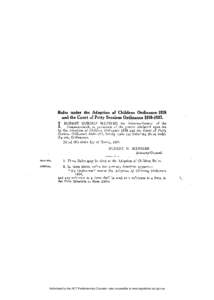 Rules under the Adoption of Children Ordinance 1938 and the Court of Petty Sessions Ordinance[removed]T ROBERT GORDON MEJSTZIES, the Attorney-General of the A, Commonwealth, in pursuance of the_(powers conferred upon 